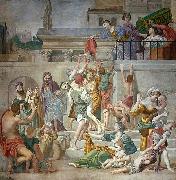 Domenico Zampieri St. Cecilia Distributing Alms, fresco, oil on canvas